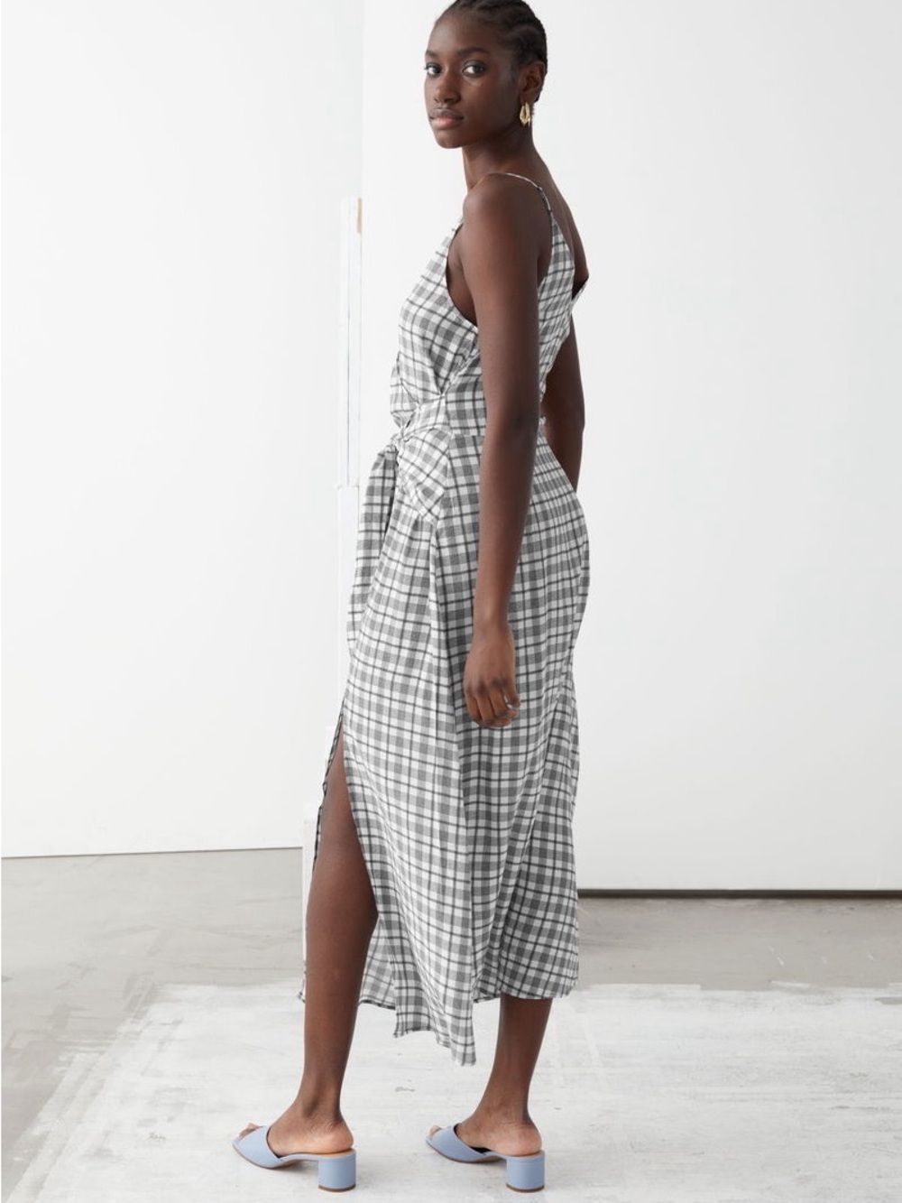 & Other Stories Paris Atelier Plaid Wrap Midi Dress US 8 - Picture 5 of 11